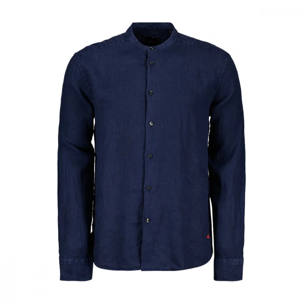 PEUTEREY CAMICIA COLLO COREANA IN LINO IBERIS Blu