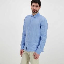 PEUTEREY CAMICIA COLLO FRANCESE IN LINO VINTEX Azzurro -Tendenza Italia peuterey peu4286 camicia collo francese in lino vintex casual uomo 045019501 270 3