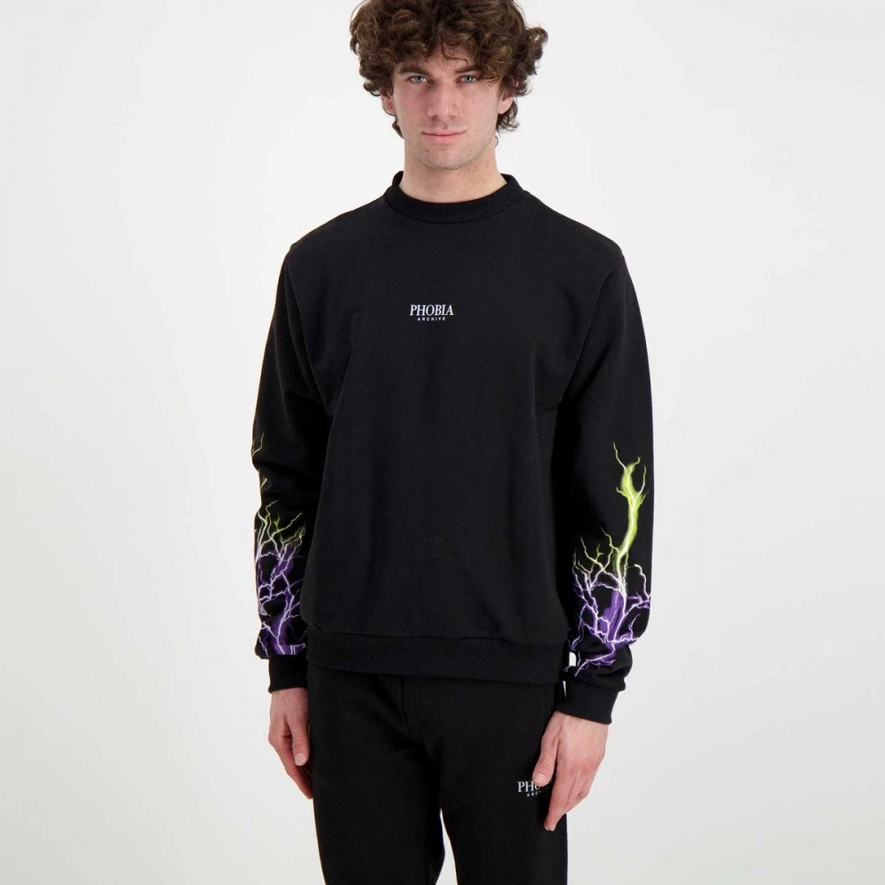 PHOBIA FELPA GIROCOLLO LIGHTNING Nero 5 PHOBIA FELPA GIROCOLLO LIGHTNING Nero - immagine 3