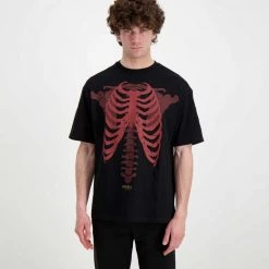 PHOBIA T-SHIRT SCHELETRO Nero -Tendenza Italia phobia ph 1bskered t shirt scheletro street style uomo 044745401 red 2