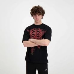 PHOBIA T-SHIRT SCHELETRO Nero -Tendenza Italia phobia ph 1bskered t shirt scheletro street style uomo 044745401 red 4