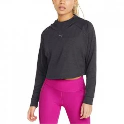 PUMA FELPA CROP CON CAPPUCCIO FLAWLESS DONNA Nero -Tendenza Italia puma 521551 felpa crop con cappuccio flawless donna abbigliamento training e palestra donna 045352801 01 3