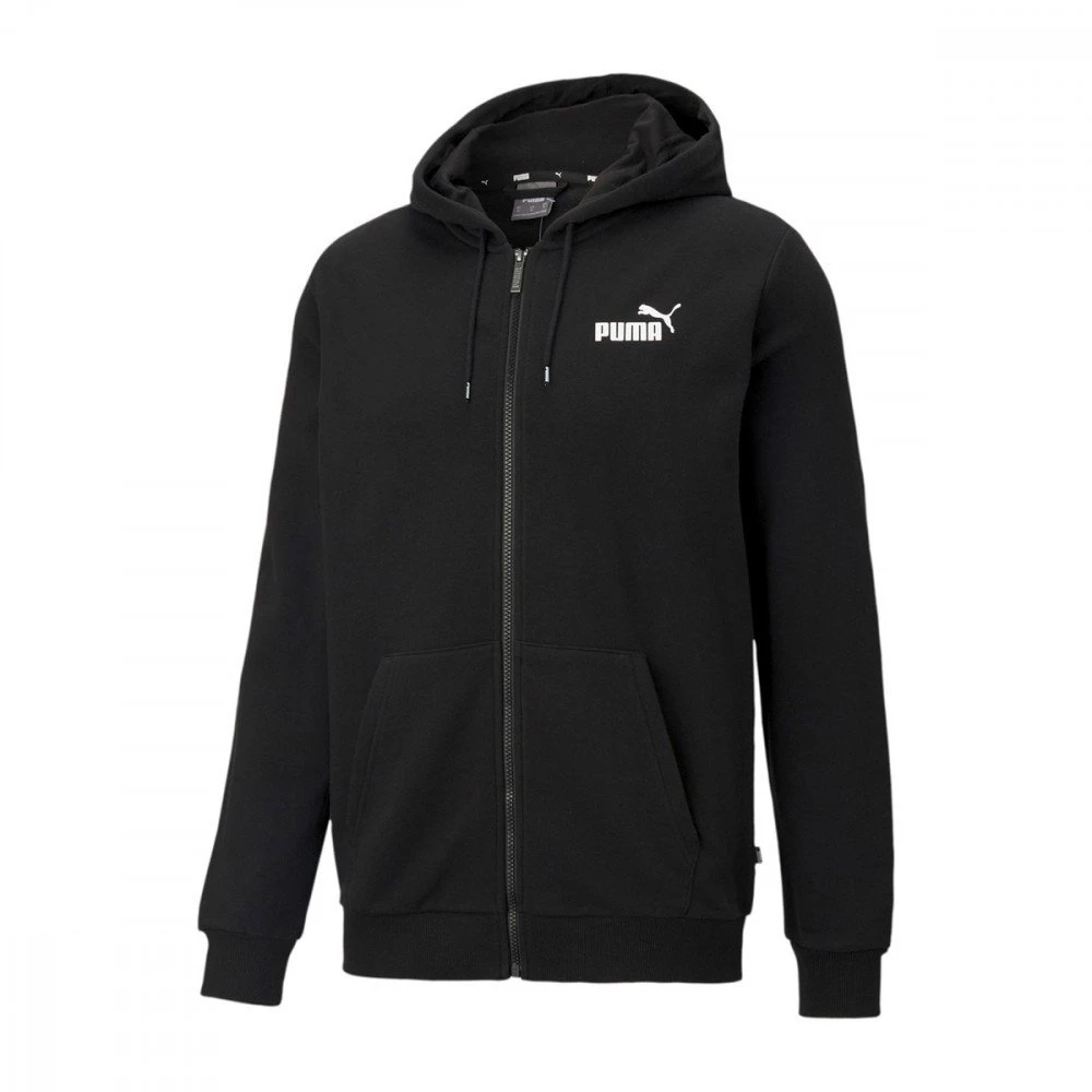 PUMA FELPA ZIP E CAPPUCCIO ESSENTIAL LOGO PICCOLO Nero