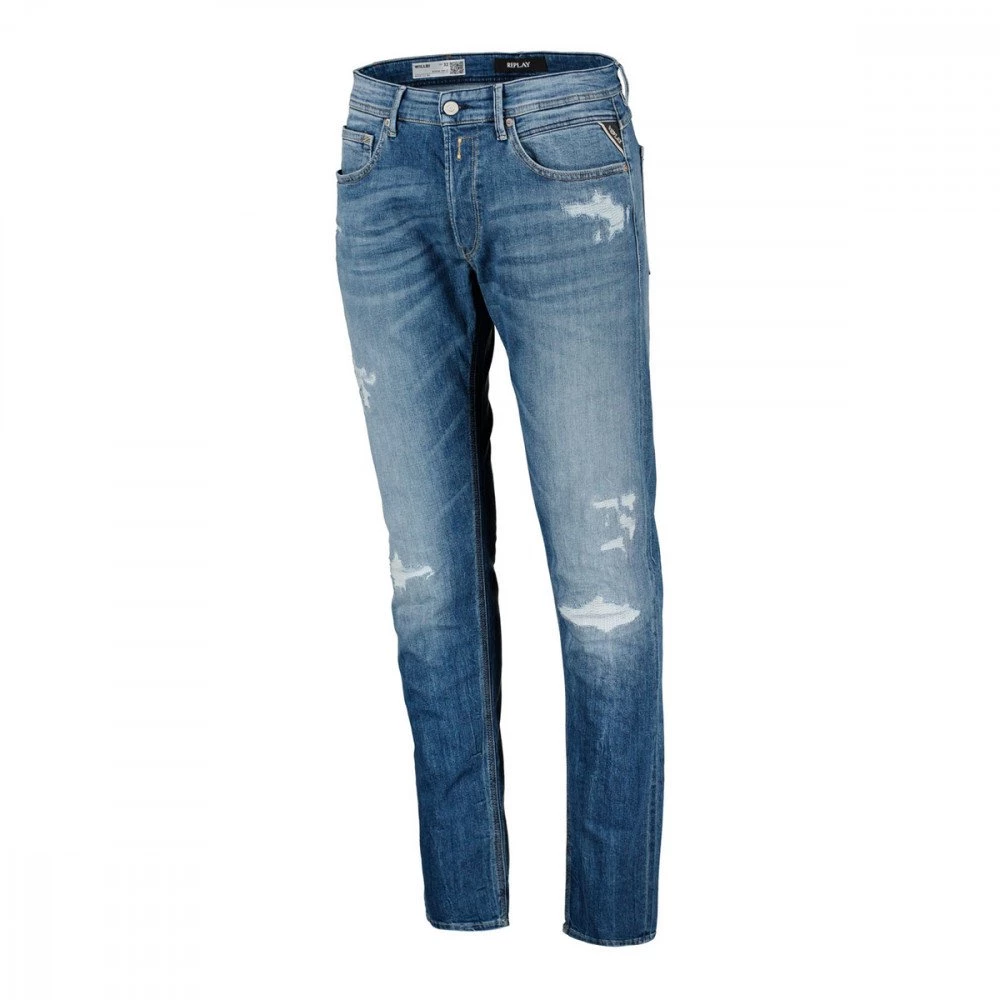 REPLAY JEANS SLIM WILLBI DESTROYED Blu - immagine 2