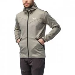 SALEWA PILE FULL-ZIP E CAPPUCCIO PUEZ Marrone -Tendenza Italia salewa 27386 pile full zip e cappuccio puez abbigliamento montagna uomo 044851701 7956 3