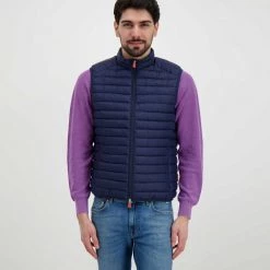 SAVE THE DUCK PIUMINO SMANICATO ADAM Blu -Tendenza Italia save the duck d82410mgiga piumino smanicato adam giacconi uomo 044997901 90000 3