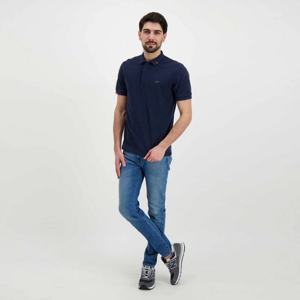 SUN 68 POLO VINTAGE SOLID CON ROTTURE Blu - immagine 6