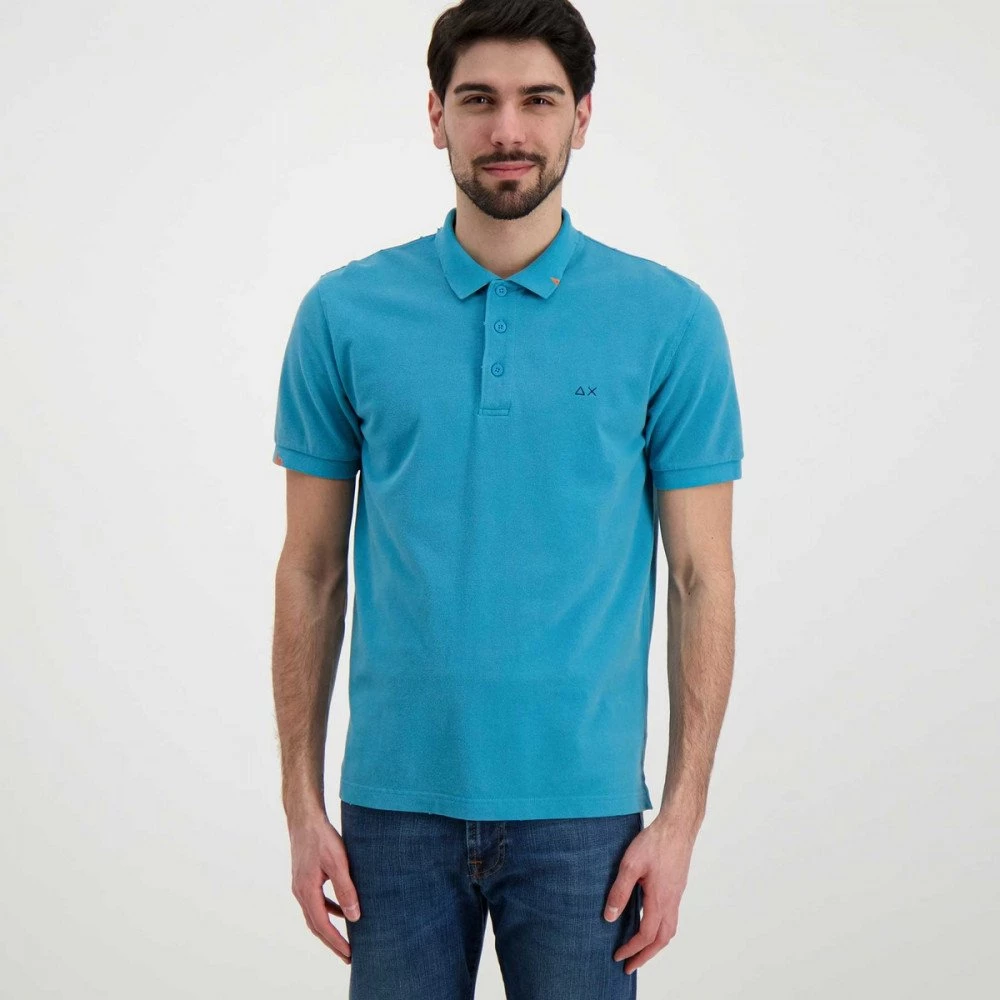 SUN 68 POLO VINTAGE SOLID CON ROTTURE Blu - immagine 3
