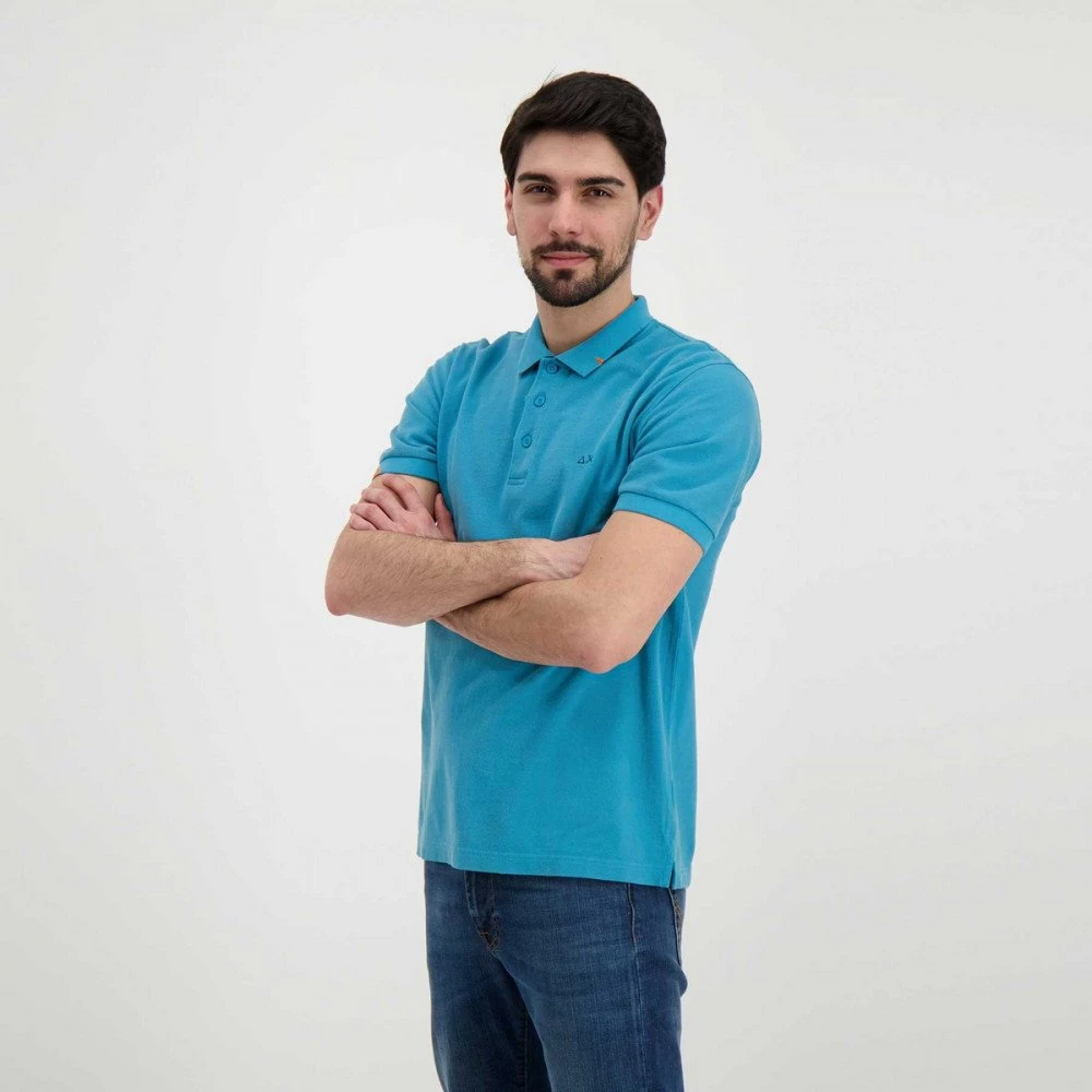 SUN 68 POLO VINTAGE SOLID CON ROTTURE Blu - immagine 5