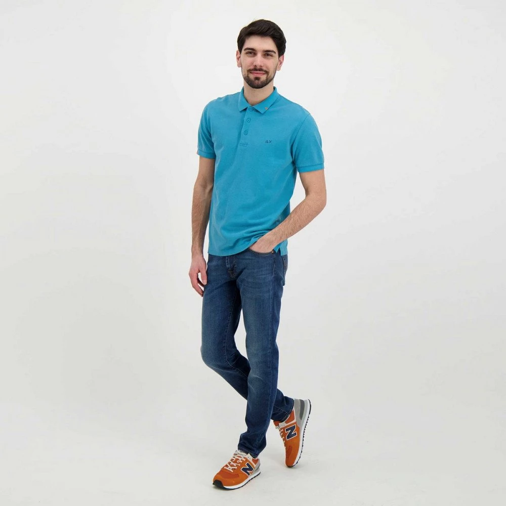 SUN 68 POLO VINTAGE SOLID CON ROTTURE Blu - immagine 6