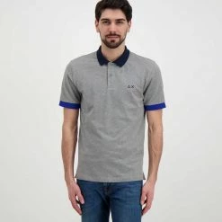 SUN 68 POLO TRICOLOR Grigio -Tendenza Italia sun 68 a32113 polo tricolor casual uomo 044816701 34 3