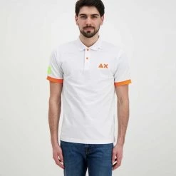 SUN 68 POLO MACRO LOGO FLUO Bianco -Tendenza Italia sun 68 a32120 polo macro logo fluo casual uomo 044816901 01 3