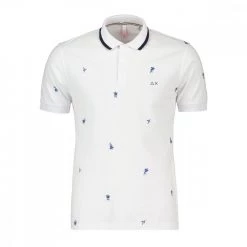 SUN 68 POLO RICAMO FIORI ALL-OVER Bianco