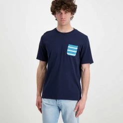 SUN 68 T-SHIRT TASCHINO A RIGHE Blu -Tendenza Italia sun 68 t32102 t shirt taschino a righe casual uomo 044863601 07 2