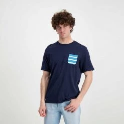 SUN 68 T-SHIRT TASCHINO A RIGHE Blu -Tendenza Italia sun 68 t32102 t shirt taschino a righe casual uomo 044863601 07 4