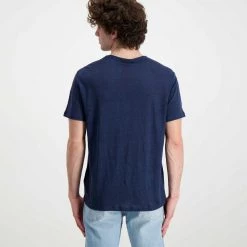 SUN 68 T-SHIRT IN LINO Blu -Tendenza Italia sun 68 t32136 t shirt in lino casual uomo 044820601 07 3