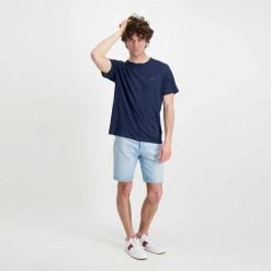SUN 68 T-SHIRT IN LINO Blu -Tendenza Italia sun 68 t32136 t shirt in lino casual uomo 044820601 07 5
