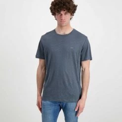 SUN 68 T-SHIRT IN LINO Grigio -Tendenza Italia sun 68 t32136 t shirt in lino casual uomo 044820801 99 2