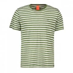 SUN 68 T-SHIRT IN LINO A RIGHE Bianco, Verde