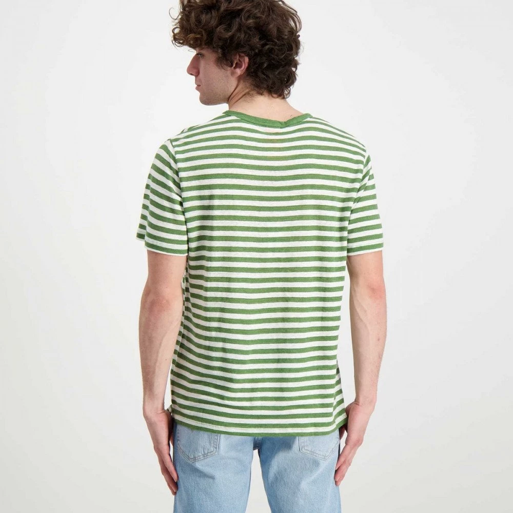 SUN 68 T-SHIRT IN LINO A RIGHE Bianco, Verde 5 SUN 68 T-SHIRT IN LINO A RIGHE Bianco, Verde - immagine 3