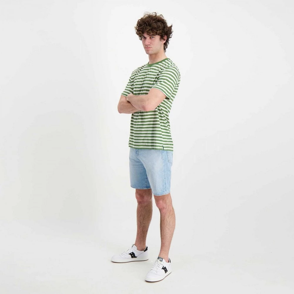 SUN 68 T-SHIRT IN LINO A RIGHE Bianco, Verde 7 SUN 68 T-SHIRT IN LINO A RIGHE Bianco, Verde - immagine 5