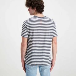SUN 68 T-SHIRT IN LINO A RIGHE Bianco, Grigio -Tendenza Italia sun 68 t32137 t shirt in lino a righe casual uomo 044821201 9918 3