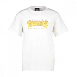 THRASHER T-SHIRT FLAME BAMBINO Bianco