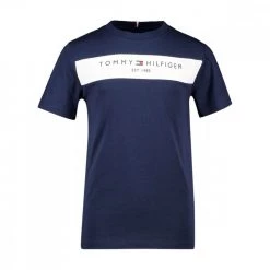 TOMMY HILFIGER T-SHIRT ESSENTIAL COLORBLOCK BAMBINO Bianco, Blu