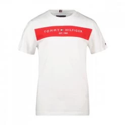 TOMMY HILFIGER T-SHIRT ESSENTIAL COLORBLOCK BAMBINO Bianco, Rosso