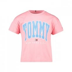 TOMMY HILFIGER T-SHIRT CROP VARSITY BAMBINA Rosa