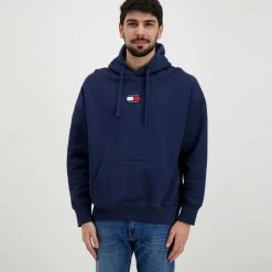 TOMMY JEANS FELPA CON CAPPUCCIO TOMMY BADGE Blu -Tendenza Italia tommy jeans dm0dm10904 felpa con cappuccio tommy badge casual uomo 043512301 c87 3