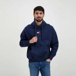 TOMMY JEANS FELPA CON CAPPUCCIO TOMMY BADGE Blu -Tendenza Italia tommy jeans dm0dm10904 felpa con cappuccio tommy badge casual uomo 043512301 c87 5