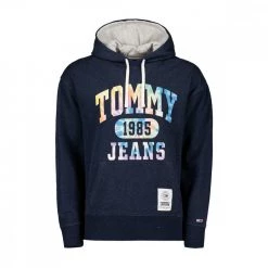 TOMMY JEANS FELPA CON CAPPUCCIO COLLEGIATE TIE DYE Blu