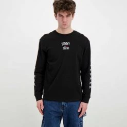 TOMMY JEANS MAGLIA MANICA LUNGA HOMESPUN GRAPHIC Nero -Tendenza Italia tommy jeans dm0dm12422 maglia manica lunga homespun graphic casual uomo 045117501 bds 3