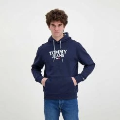 TOMMY JEANS FELPA CON CAPPUCCIO ENTRY Blu -Tendenza Italia tommy jeans dm0dm12941 felpa con cappuccio entry casual uomo 045111201 c87 5