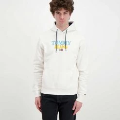 TOMMY JEANS FELPA CON CAPPUCCIO ENTRY Bianco -Tendenza Italia tommy jeans dm0dm12941 felpa con cappuccio entry casual uomo 045111301 ybh 3