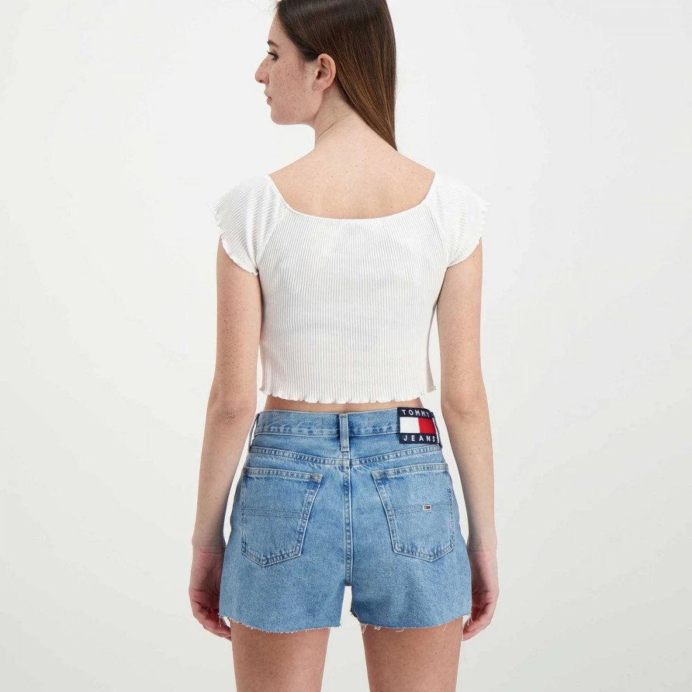 TOMMY JEANS T-SHIRT CROP SPALLE SCOPERTE DONNA Bianco 6 TOMMY JEANS T-SHIRT CROP SPALLE SCOPERTE DONNA Bianco - immagine 4