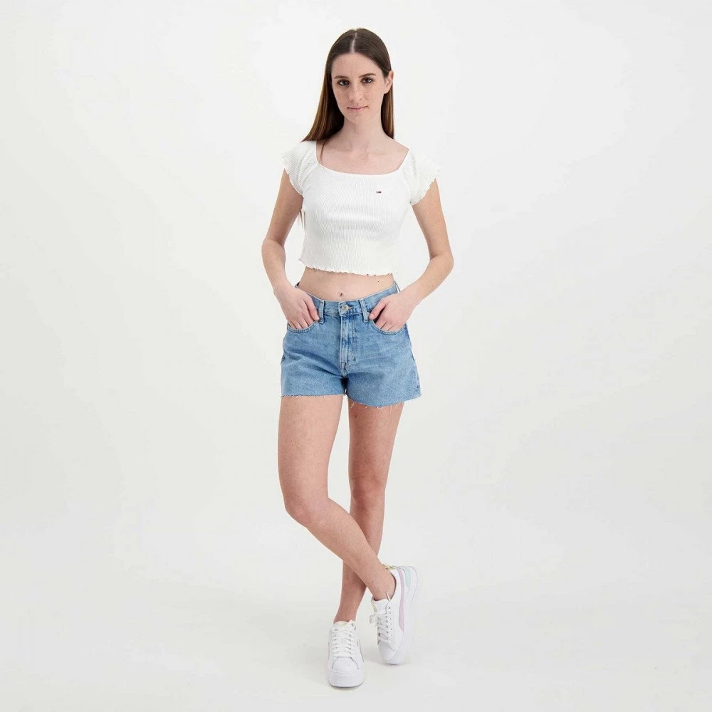 TOMMY JEANS T-SHIRT CROP SPALLE SCOPERTE DONNA Bianco 8 TOMMY JEANS T-SHIRT CROP SPALLE SCOPERTE DONNA Bianco - immagine 6