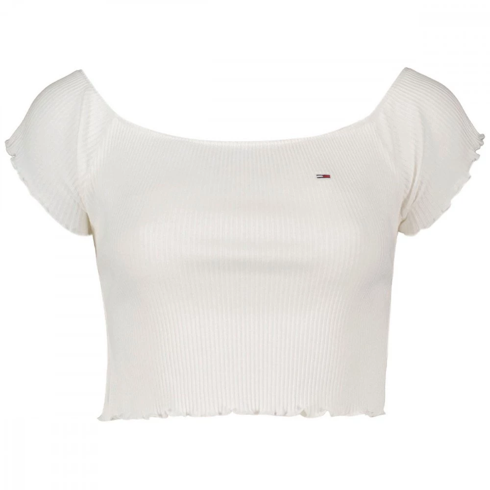 TOMMY JEANS T-SHIRT CROP SPALLE SCOPERTE DONNA Bianco 3 TOMMY JEANS T-SHIRT CROP SPALLE SCOPERTE DONNA Bianco