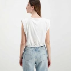 TOMMY JEANS CANOTTA CROP CON ELASTICO DONNA Bianco 11 TOMMY JEANS CANOTTA CROP CON ELASTICO DONNA Bianco -Tendenza Italia tommy jeans dw0dw12609 canotta crop con elastico donna casual donna 045113901 ybr 4