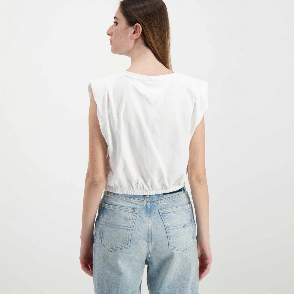 TOMMY JEANS CANOTTA CROP CON ELASTICO DONNA Bianco 6 TOMMY JEANS CANOTTA CROP CON ELASTICO DONNA Bianco - immagine 4