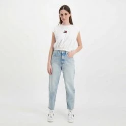 TOMMY JEANS CANOTTA CROP CON ELASTICO DONNA Bianco 13 TOMMY JEANS CANOTTA CROP CON ELASTICO DONNA Bianco -Tendenza Italia tommy jeans dw0dw12609 canotta crop con elastico donna casual donna 045113901 ybr 6