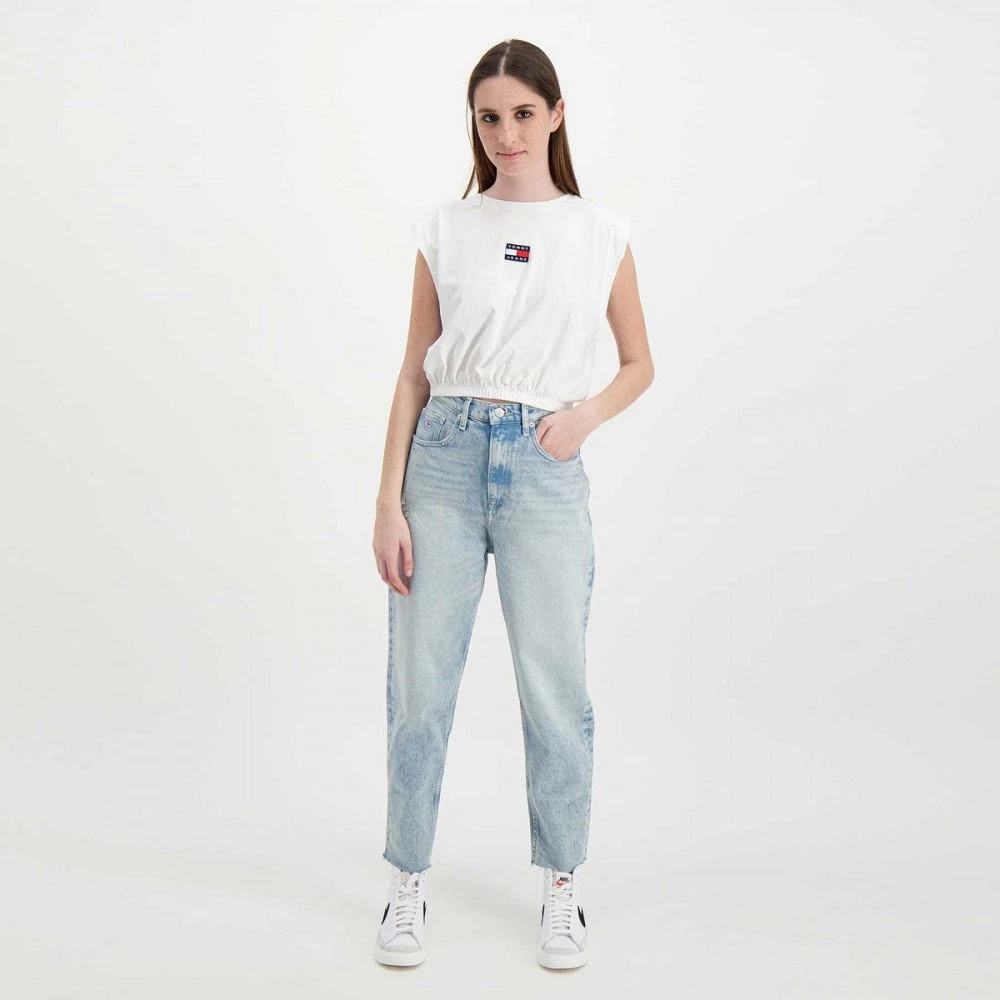 TOMMY JEANS CANOTTA CROP CON ELASTICO DONNA Bianco 8 TOMMY JEANS CANOTTA CROP CON ELASTICO DONNA Bianco - immagine 6