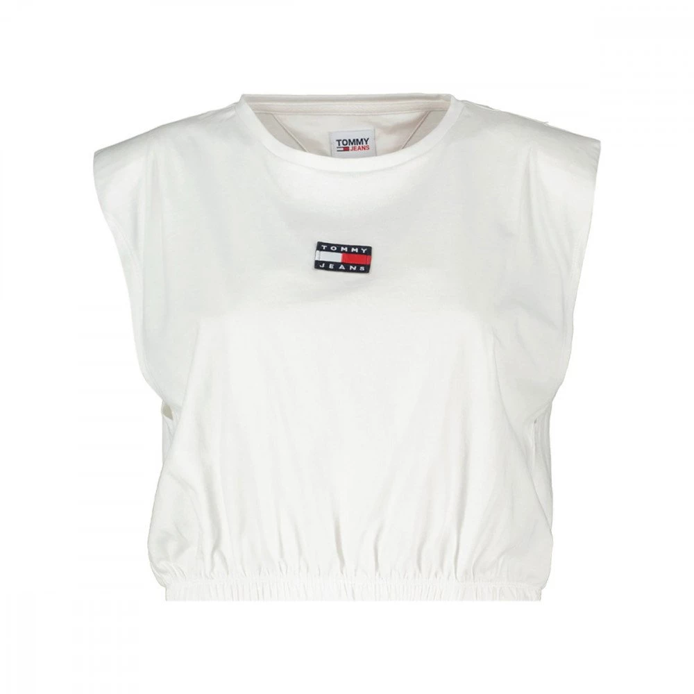 TOMMY JEANS CANOTTA CROP CON ELASTICO DONNA Bianco 3 TOMMY JEANS CANOTTA CROP CON ELASTICO DONNA Bianco