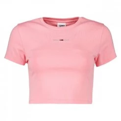 TOMMY JEANS T-SHIRT CROP A COSTE LOGO DONNA Rosa