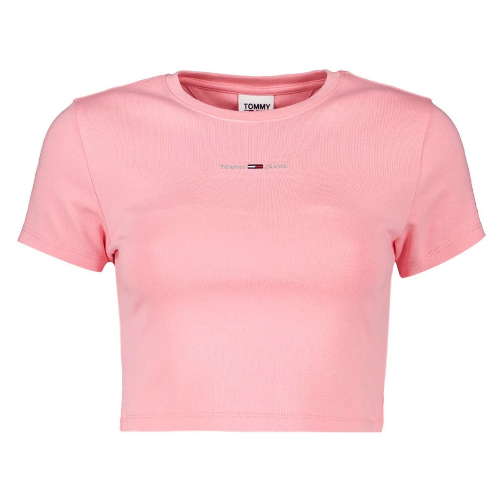 TOMMY JEANS T-SHIRT CROP A COSTE LOGO DONNA Rosa 3 TOMMY JEANS T-SHIRT CROP A COSTE LOGO DONNA Rosa