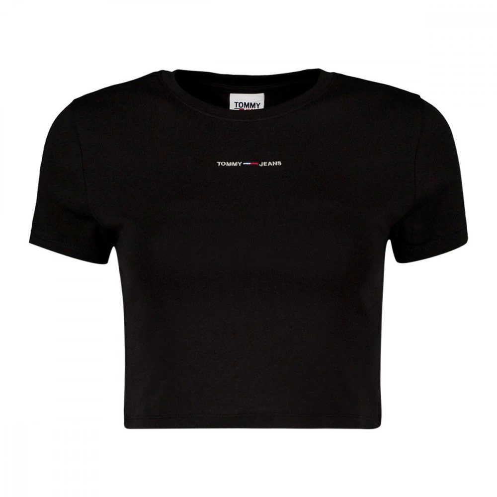 TOMMY JEANS T-SHIRT CROP A COSTE LOGO DONNA Nero 3 TOMMY JEANS T-SHIRT CROP A COSTE LOGO DONNA Nero