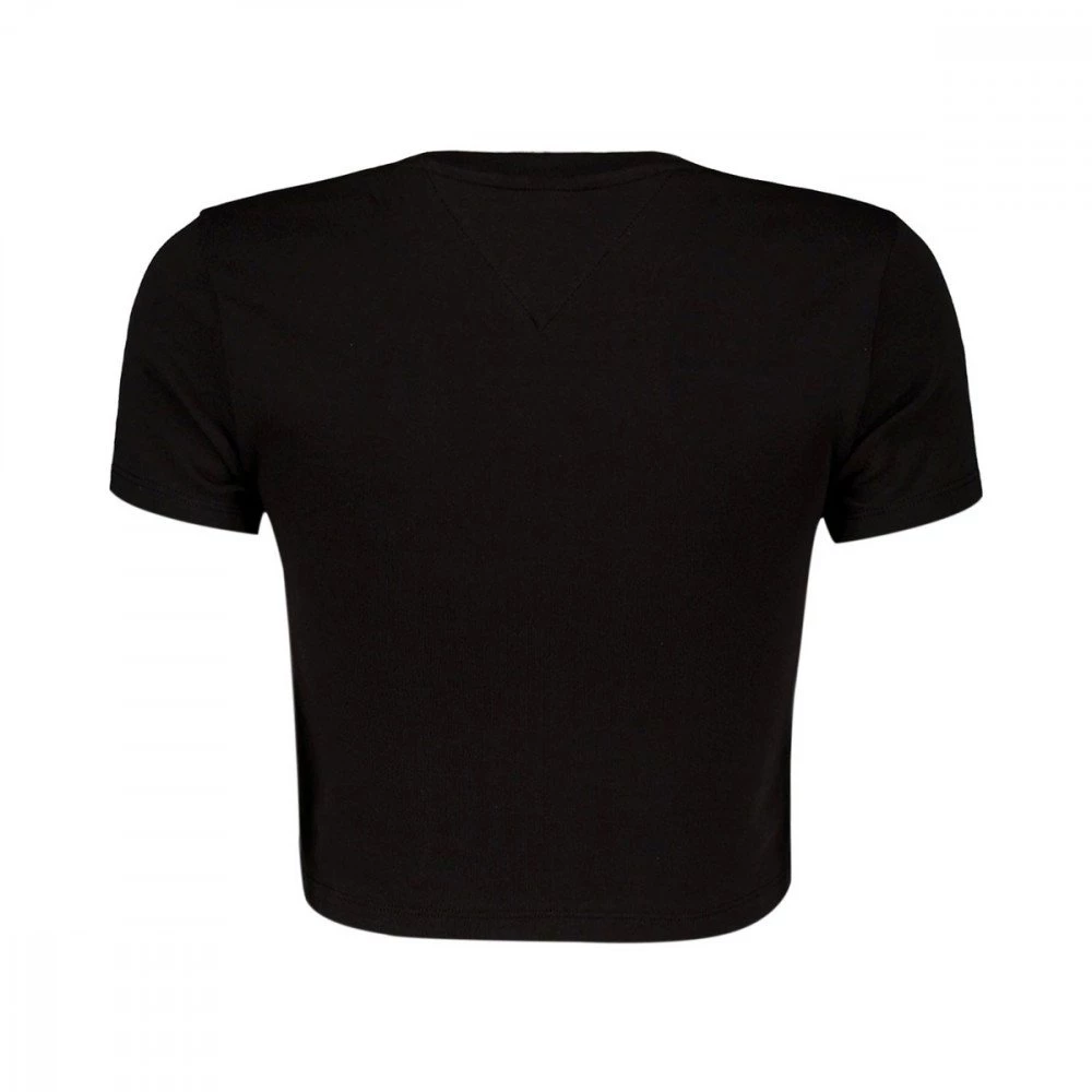 TOMMY JEANS T-SHIRT CROP A COSTE LOGO DONNA Nero 4 TOMMY JEANS T-SHIRT CROP A COSTE LOGO DONNA Nero - immagine 2