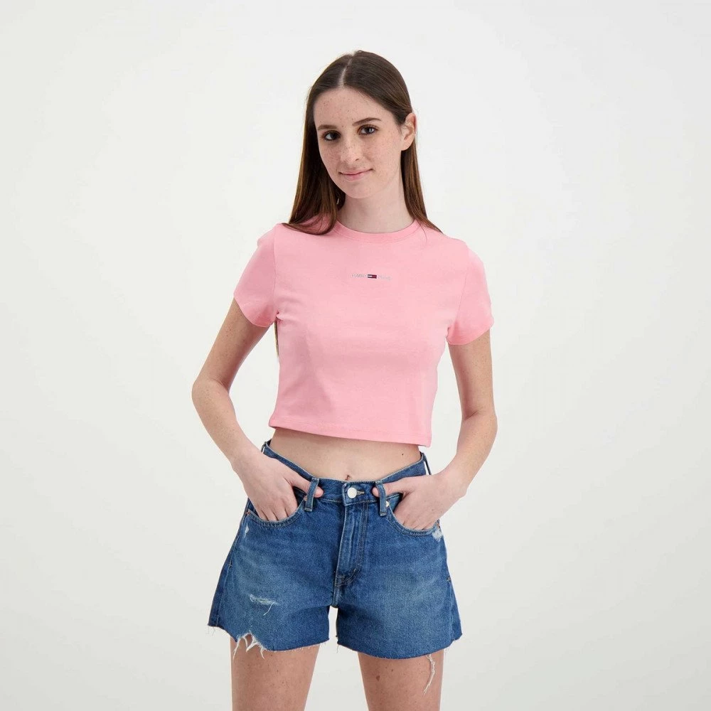 TOMMY JEANS T-SHIRT CROP A COSTE LOGO DONNA Rosa 7 TOMMY JEANS T-SHIRT CROP A COSTE LOGO DONNA Rosa - immagine 5