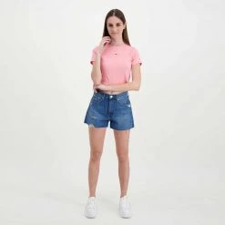 TOMMY JEANS T-SHIRT CROP A COSTE LOGO DONNA Rosa 13 TOMMY JEANS T-SHIRT CROP A COSTE LOGO DONNA Rosa -Tendenza Italia tommy jeans dw0dw12848 t shirt crop a coste logo donna casual donna 045114901 the 6